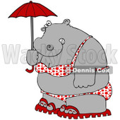 Royalty-Free (RF) Clipart Illustration of a Fat Hippo In A Polka Dot Bikini, Carrying A Parasol © djart #93119