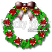 Mini Santas on a Christmas Wreath Clipart Illustration © djart #9401