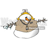 Medical Nurse Snow Woman Wearing a Stethoscope Clipart Illustration © djart #9404