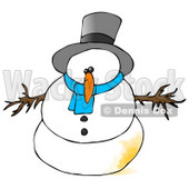 Snowman With a Patch of Pee on Him Clipart Illustration © djart #9405
