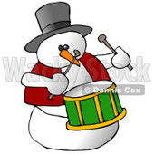 Snowman Drummer Playing the Drums Clipart Illustration © djart #9408