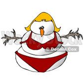 Blond Female Snowman Snow Woman in a Red Bikini Clipart Illustration © djart #9411