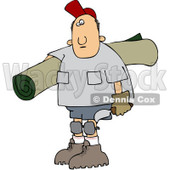 Royalty-Free (RF) Clipart Illustration of a Caucasian Carpet Layer Man Carrying A Roll Of Carpet And A Tool © djart #97358