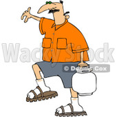 Royalty-Free (RF) Clipart Illustration of a Caucasian Man In An Orange Shirt, Carrying A Bbq Propane Tank © djart #97787