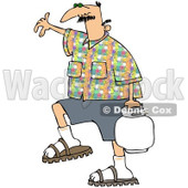 Royalty-Free (RF) Clipart Illustration of a Caucasian Man In A Patterned Shirt, Carrying A Bbq Propane Tank © djart #97789