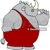 Royalty-Free (RF) Clipart Illustration of a Strong Rhino Flexing His Muscles © djart #97790