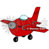 Royalty-Free (RF) Clipart Illustration of a Red Airplane With A Spinning Propeller © djart #98780