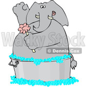 Royalty-Free (RF) Clipart Illustration of an Elephant Scrubbing With A Sponge In A Wash Tub © djart #98953