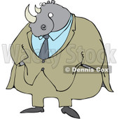 Royalty-Free (RF) Clipart Illustration of a Rhino Businessman In A Beige Suit © djart #99170